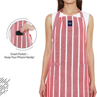 Cotton Roma Red Stripes Apron (Pack of 1)