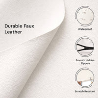 PVC Leather Cream Cushion Cover (Pack of 2)