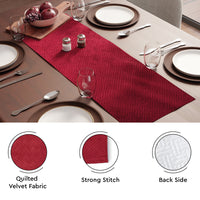 Quilted Velvet Red Table Runner