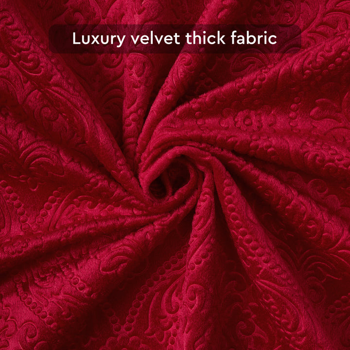 Embossed Velvet Red Curtain