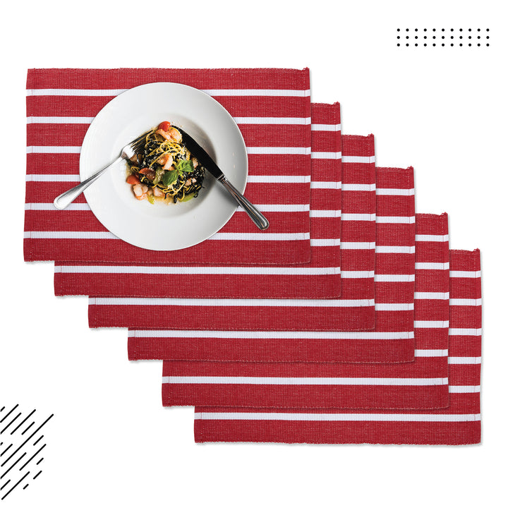 Cotton Roma Red Stripes Placemat (Pack of 6)