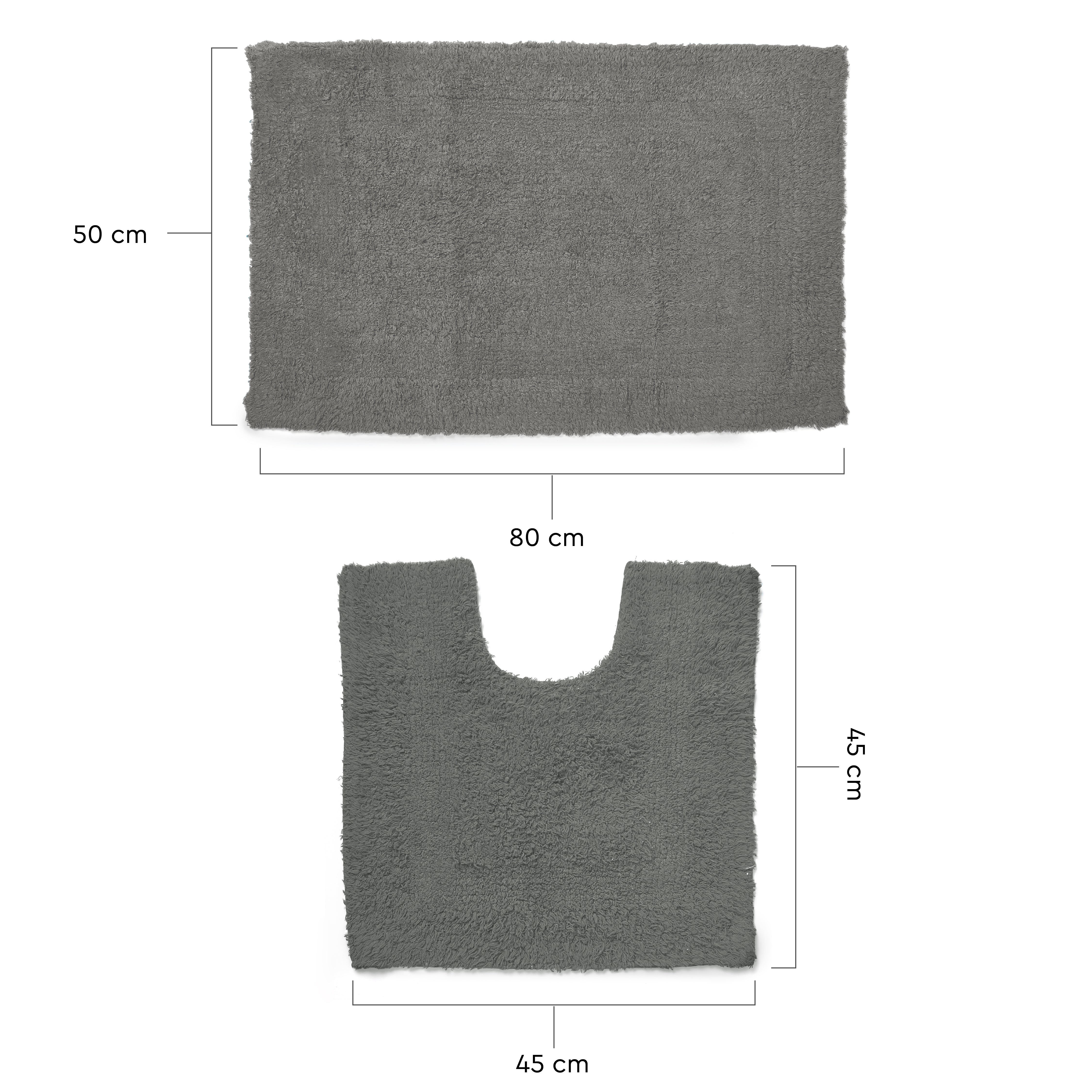 Cotton Dark Grey Bathmat (Pack of 2)