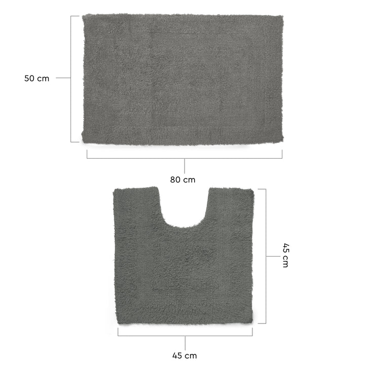Cotton Dark Grey Bathmat (Pack of 2)