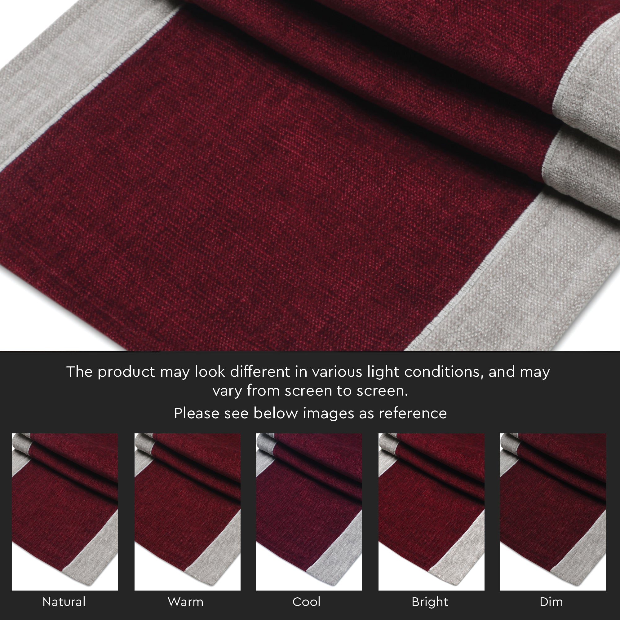 Cotton Grey & Maroon Table Runner (Pack of 1)
