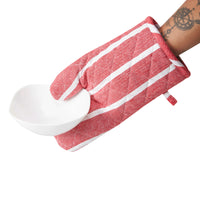 Cotton Roma Red Stripes Oven Gloves (Pack of 2)