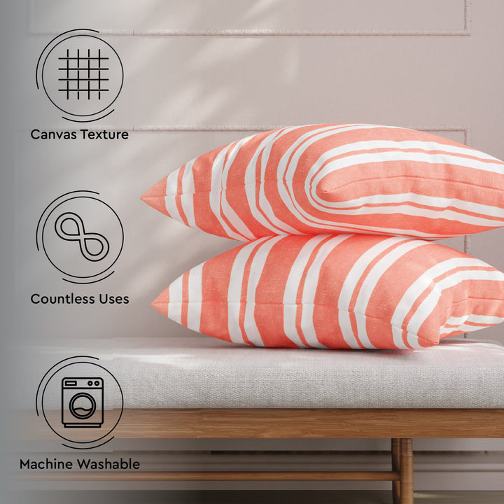 RC Yarn-Dyed Franca Orange Stripes Cushion Cover (Pack of 2)