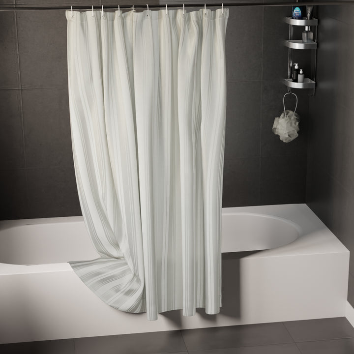 Polyester Stripe Grey Shower Curtain (Pack of 1)