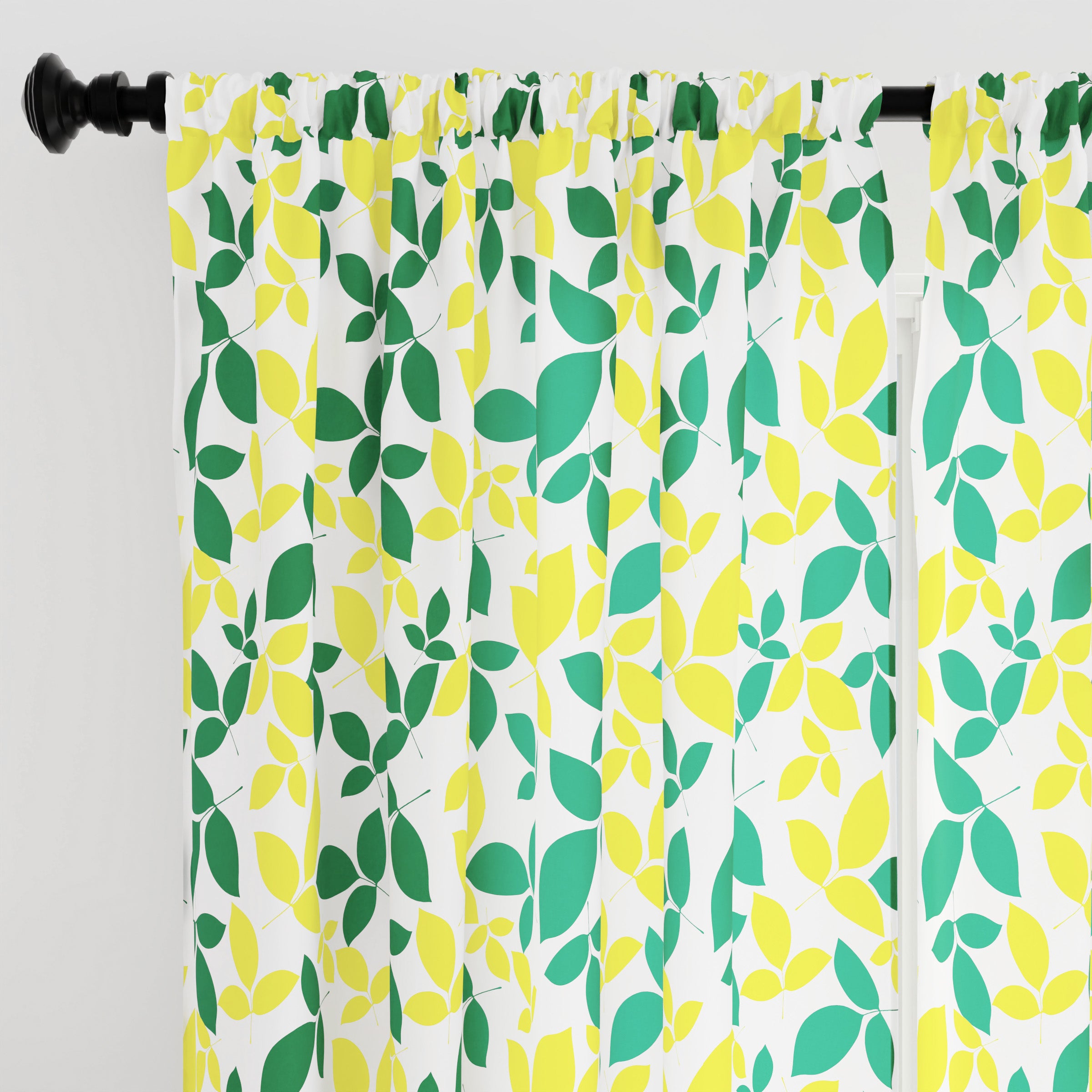Polyester Leaves Curtain (Pack of 2)
