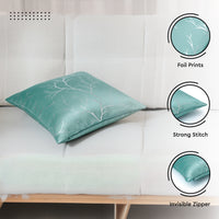 Blackout Polyester Twigs Teal Cushion Cover (Pack of 2)