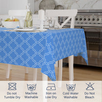 Polyester Blue Trellis Table Cloth (Pack of 1)