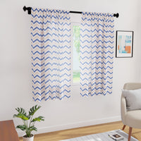 Polyester Chevron Blue Curtain (Pack of 2)