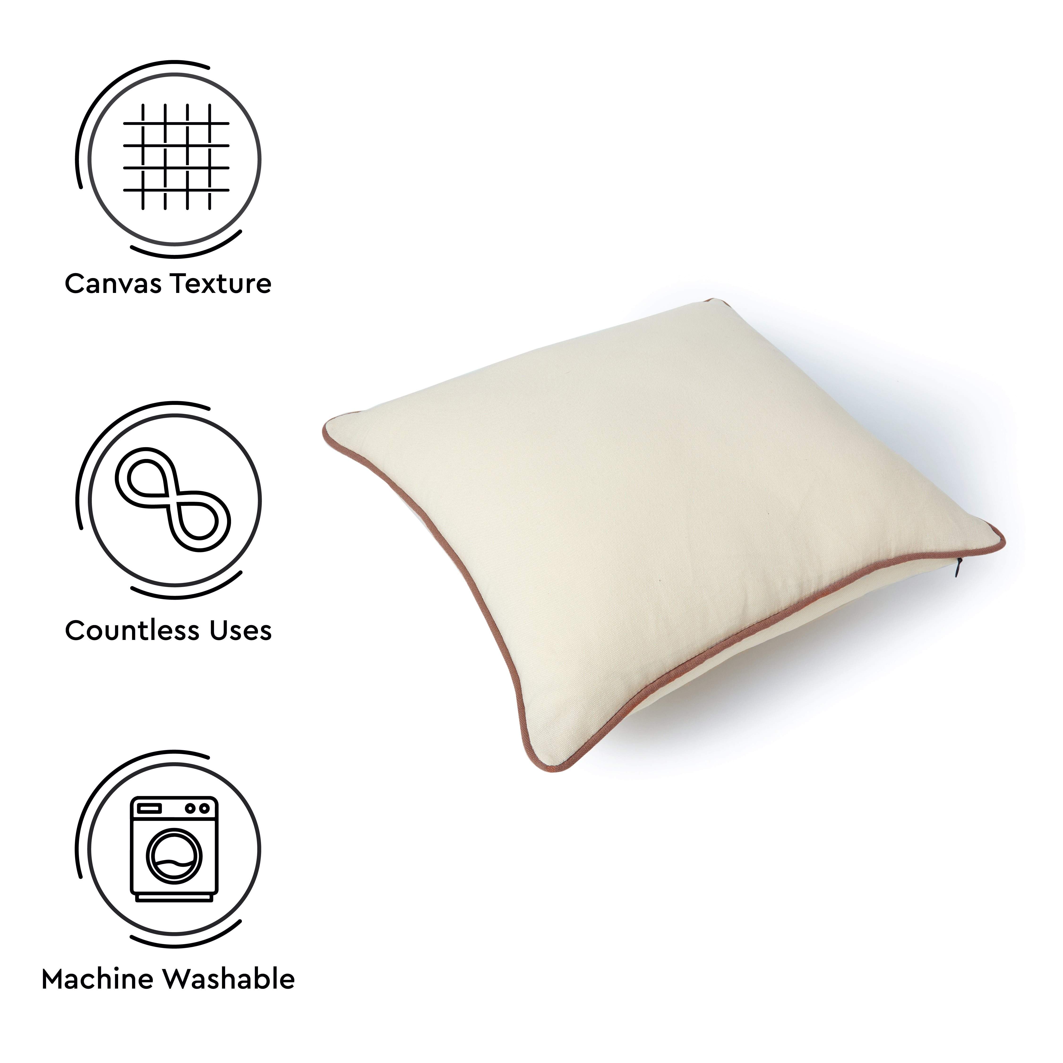 Cotton Tan with Natural Cushion Cover (Pack of 2)