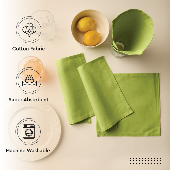 Cotton Lime Green Table Napkins (Pack of 12)