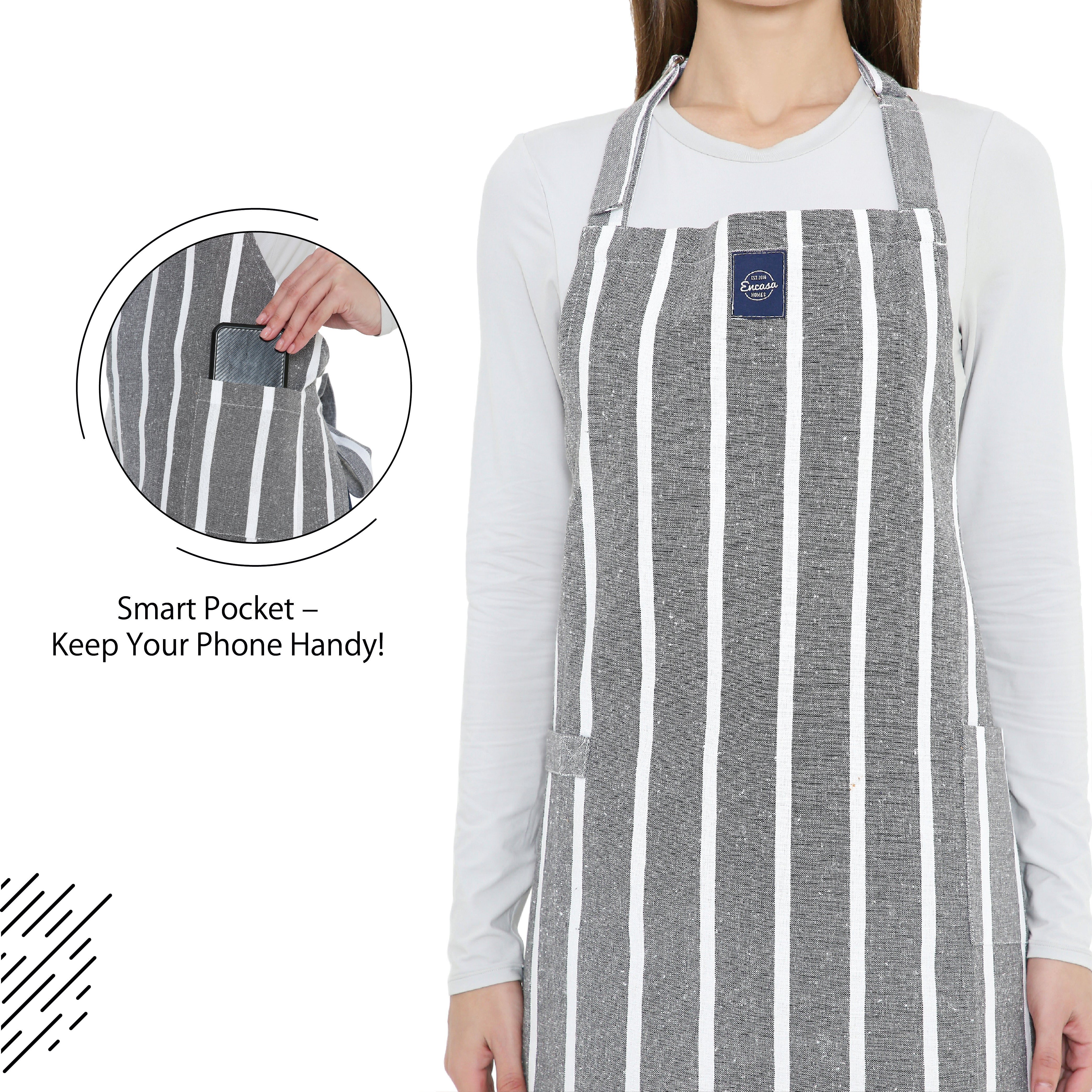 Cotton Roma Grey Stripes Apron (Pack of 1)