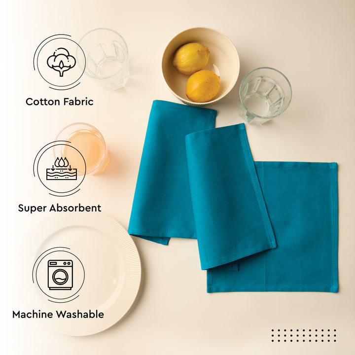 Cotton Azul Blue Table Napkins (Pack of 12)