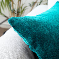 Chenille Solid Azul Blue Cushion Cover (Pack of 1)