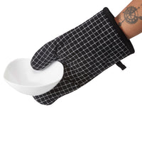 Cotton Butcher Checks Black Oven Gloves (Pack of 2)
