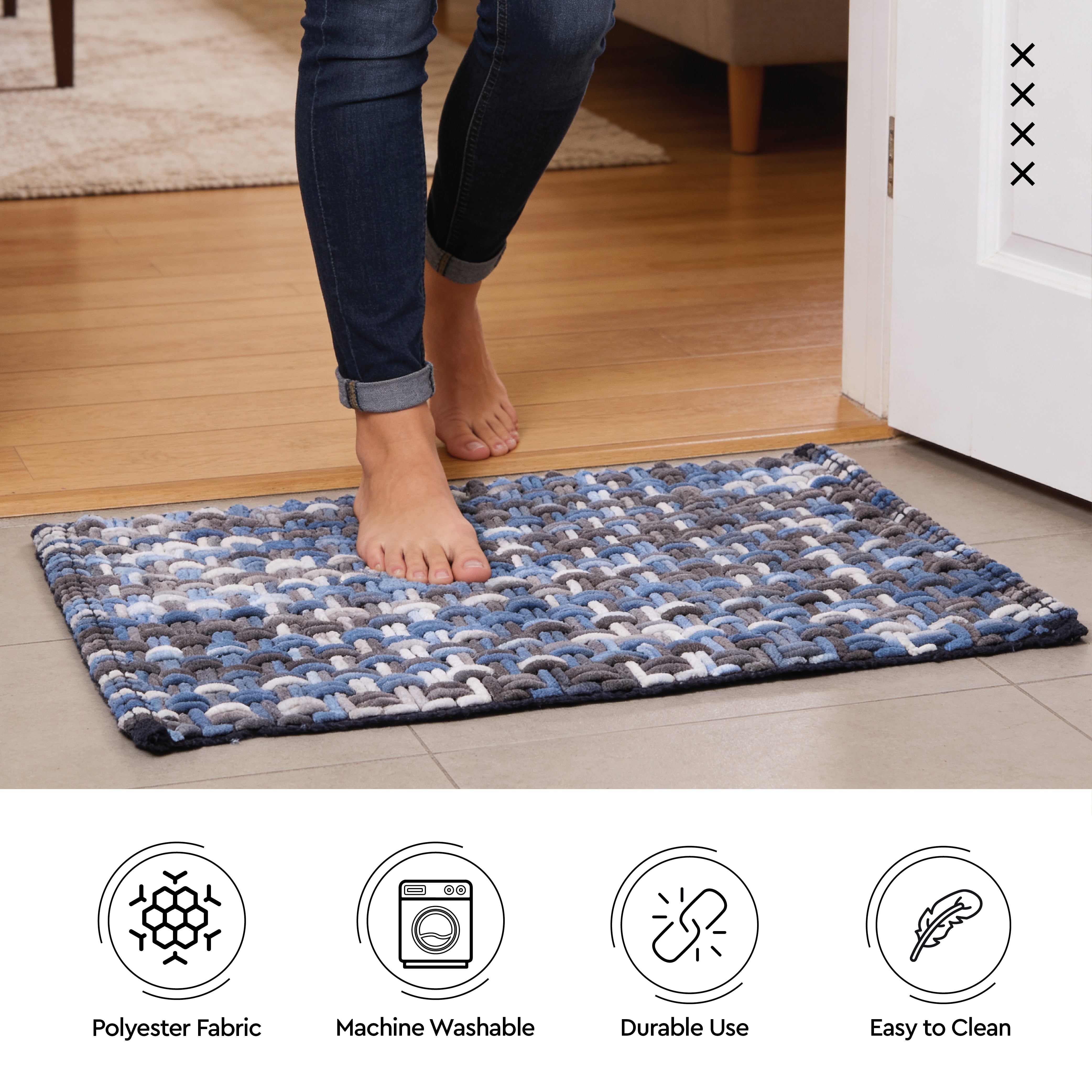 Cotton Blue Bathmat (Pack of 1)