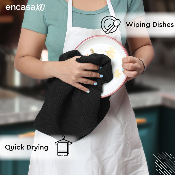 Cotton Black Kitchen Towel (Pack of 4)