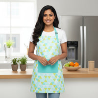 Printed Cotton Triangles Aqua Apron (Pack of 1)