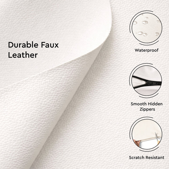PVC Leather Cream Stitch Cushion Cover (Pack of 2)