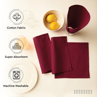 Cotton Rich Maroon Table Napkins (Pack of 12)