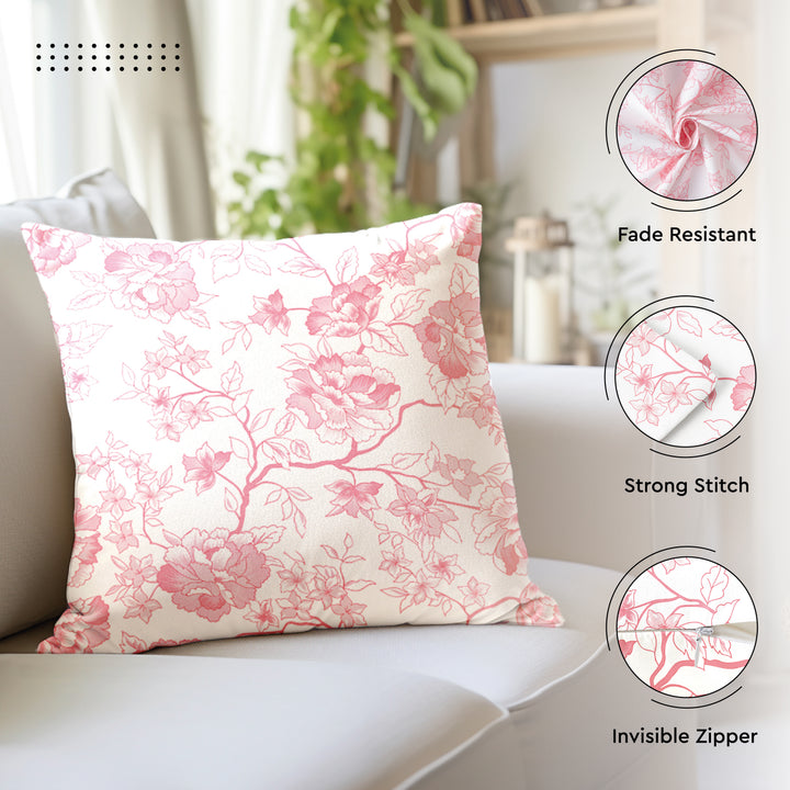Polyester Carnations Cushion Cover (Pack of 2)