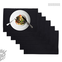 Cotton Solid Black Placemat (Pack of 6)
