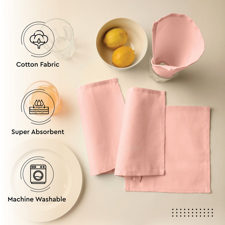 Cotton Powder Pink Table Napkins (Pack of 12)
