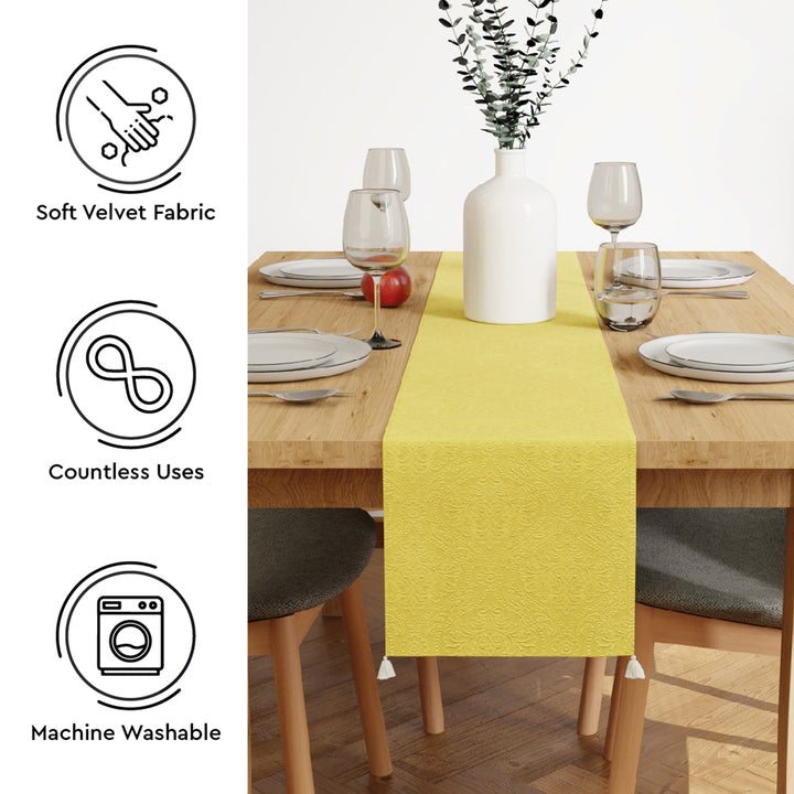 Embossed Velvet Pale Lime Table Runner