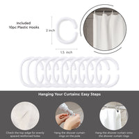 Polyester White Shower Curtain + Bathmat (Pack of 3)