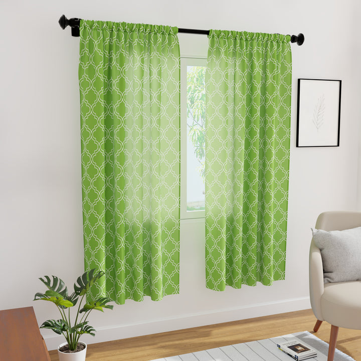 Polyester Trellis Greenery Curtain (Pack of 2)
