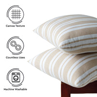 Cotton Franca Beige Stripes Cushion Cover (Pack of 2)