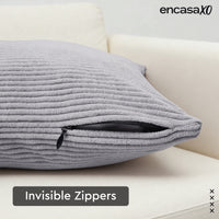 Corduroy Grey Combo Cushion Cover (Pack of 4)