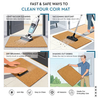 Coir Door Mats for Home Entrance Thick Anti-slip Welcome Doormat with PVC Back | Ideal for Indoor, Outdoor, Patio, Home and Office | Durable and Easy to Clean