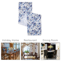 Water Repellent Polyester Chintz Blue Table Runner (Pack of 1)