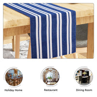 Cotton Franca Blue Stripes Table Runner (Pack of 1)