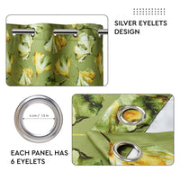 Blackout Polyester Gingko Green Curtain (Pack of 2)