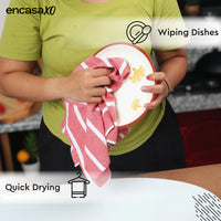 Cotton Roma Red Stripes Kitchen Towel (Pack of 4)