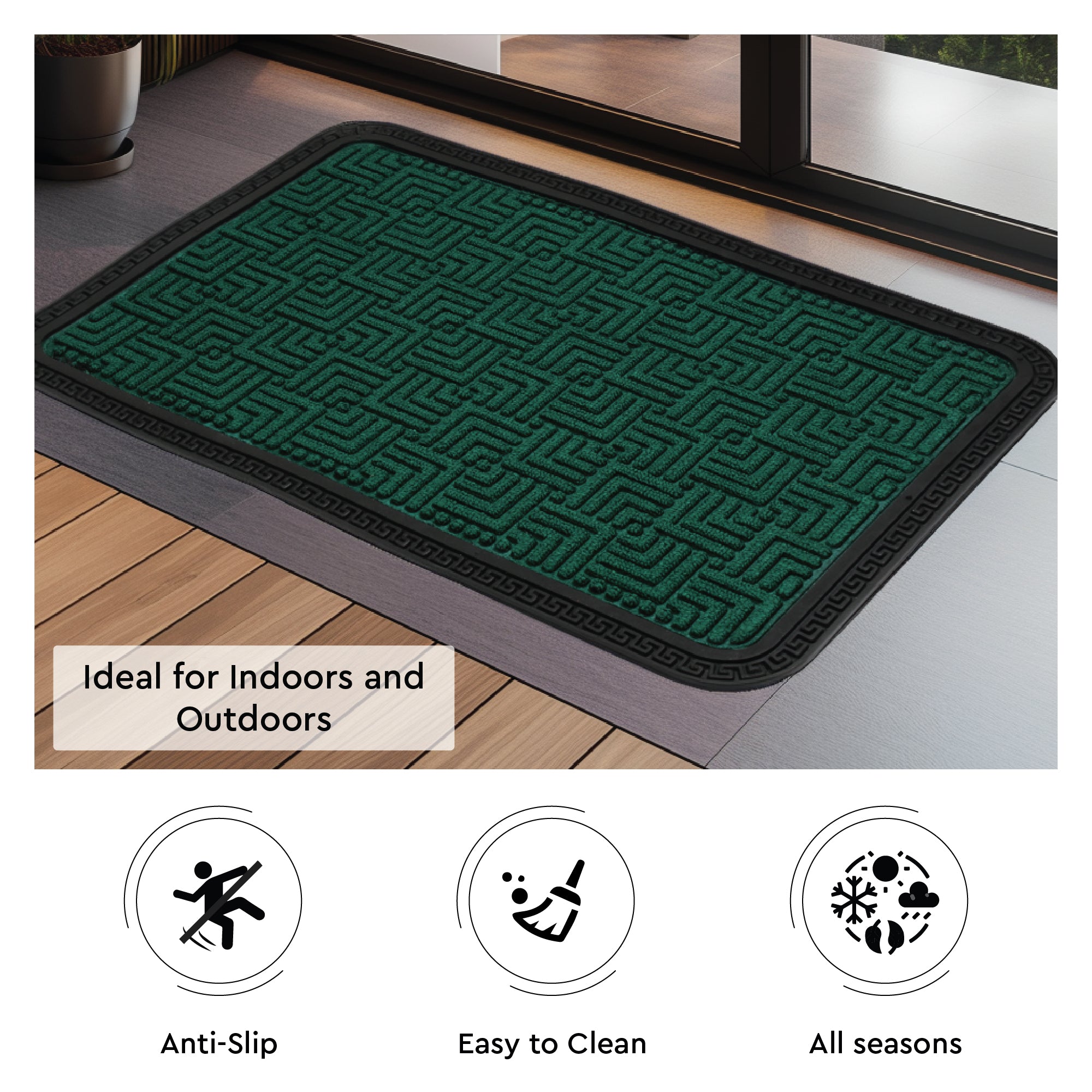 Polypropylene Main Door Entrance Mats Welcome Mat with Rubber Border | Anti Slip Rubber Backing | Ideal for Home, Outdoor, Balcony, Office | Pack of 1
