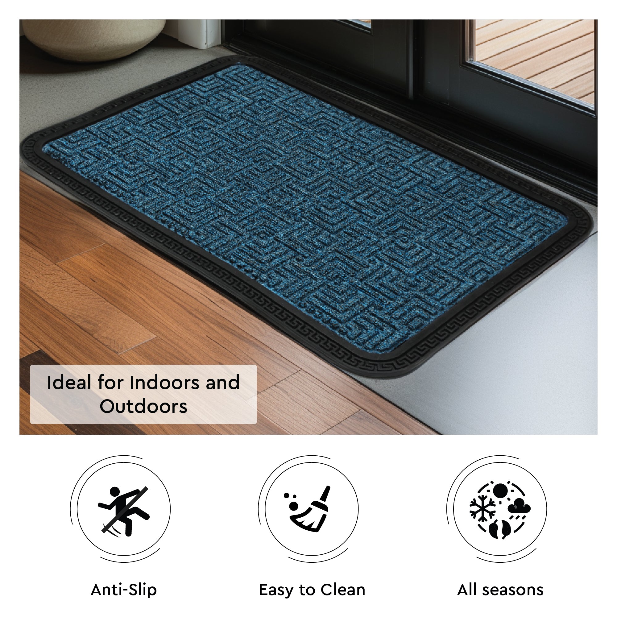 Polypropylene Main Door Entrance Mats Welcome Mat with Rubber Border | Anti Slip Rubber Backing | Ideal for Home, Outdoor, Balcony, Office | Pack of 1