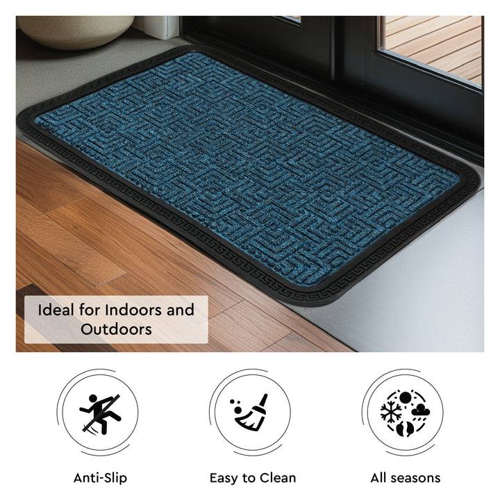 Polypropylene Main Door Entrance Mats Welcome Mat with Rubber Border | Anti Slip Rubber Backing | Ideal for Home, Outdoor, Balcony, Office | Pack of 1
