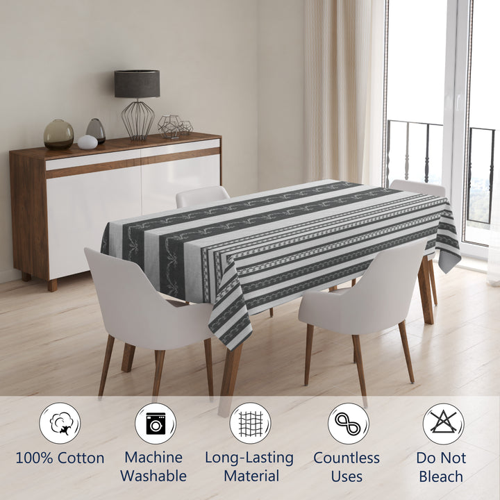 Cotton Grey Bunting Table Cloth (Pack of 1)