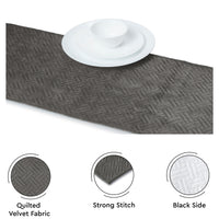 Quilted Velvet Dark Grey Table Runner