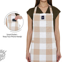 Cotton Buffalo Beige Checks Apron (Pack of 1)