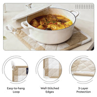 Cotton Buffalo Beige Checks Oven Glove & Pot Holder