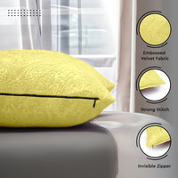 Embossed Velvet Pale Lime Cushion Cover (Pack of 2)