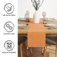 Embossed Velvet Peach Table Runner