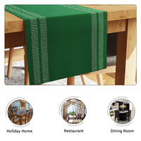 Cotton Ladder Dk Green Table Runner (Pack of 1)