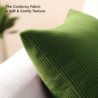 Corduroy Military Green Cushion Cover (Pack of 2)